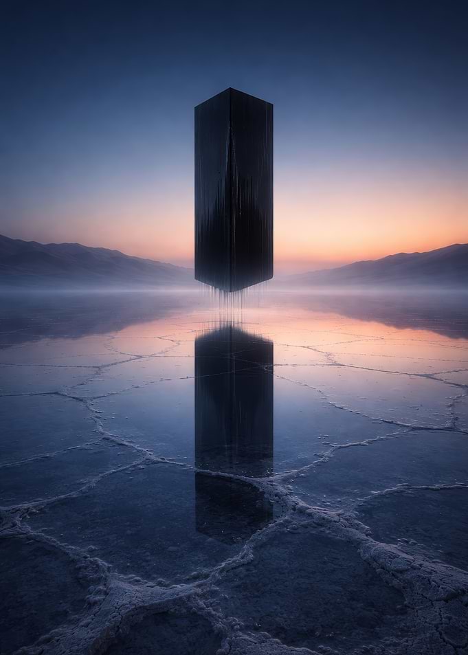 Mysterious Monolith in Desert Landscape