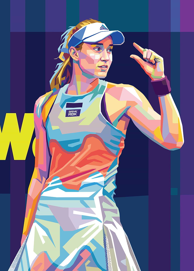 Elena Rybakina Tennis Player Wpap Pop Art