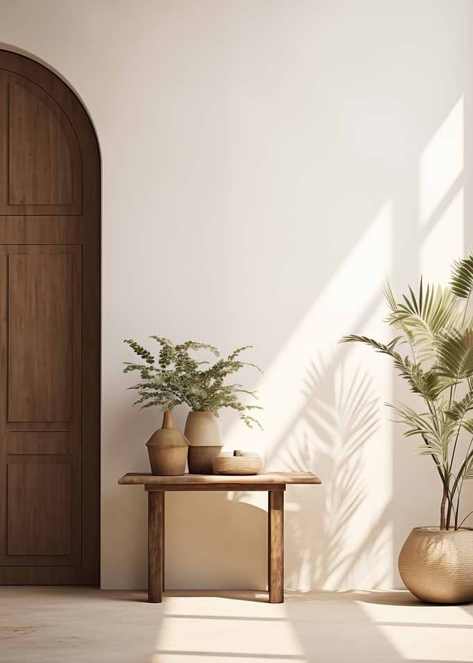 Boho entryway with plants