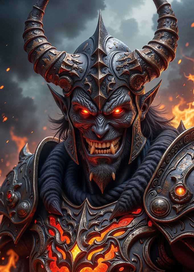 Demonic Warrior with Fiery Armor