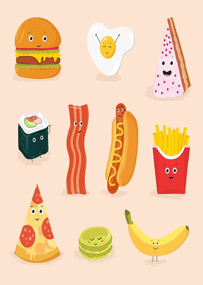 Cute Food Characters with Faces
