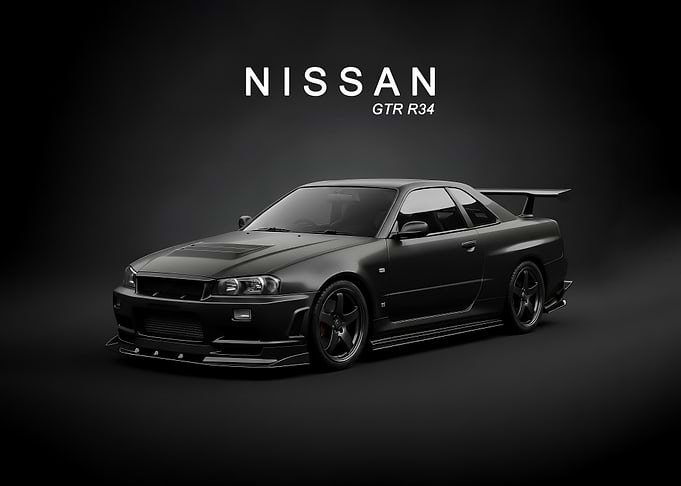 Nissan GT-R R34 Matte Black poster