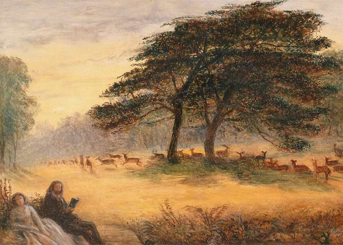 Couple Reading in a Deer Meadow