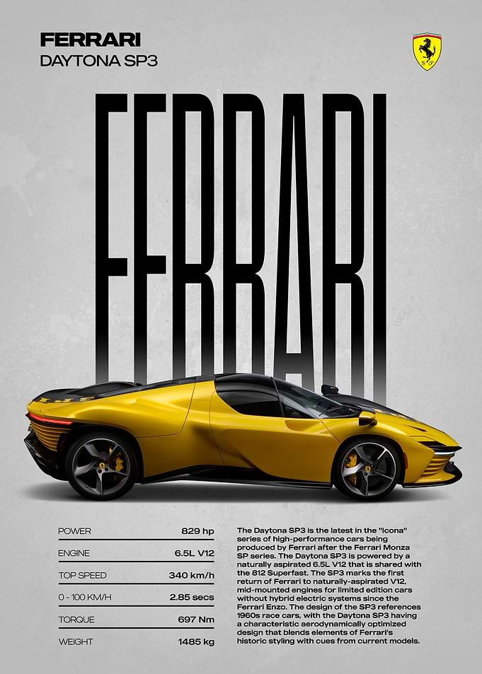 Ferrari Daytona SP3 Car Poster