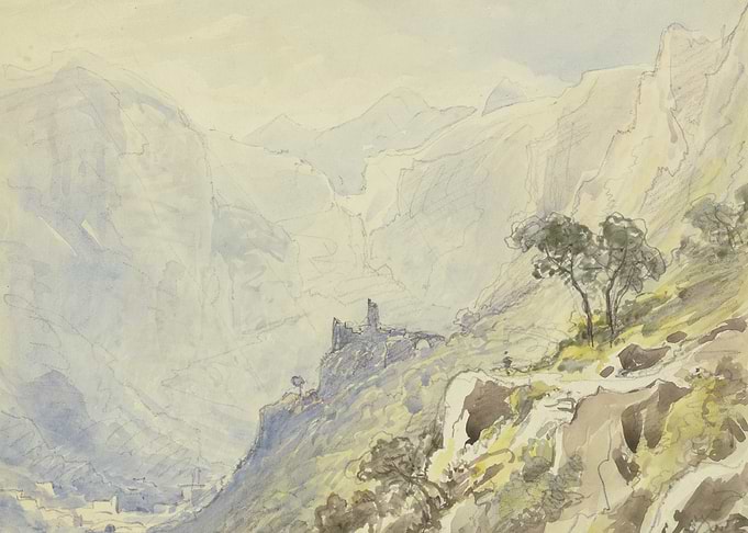 Mountain Landscape with Ruins and Path