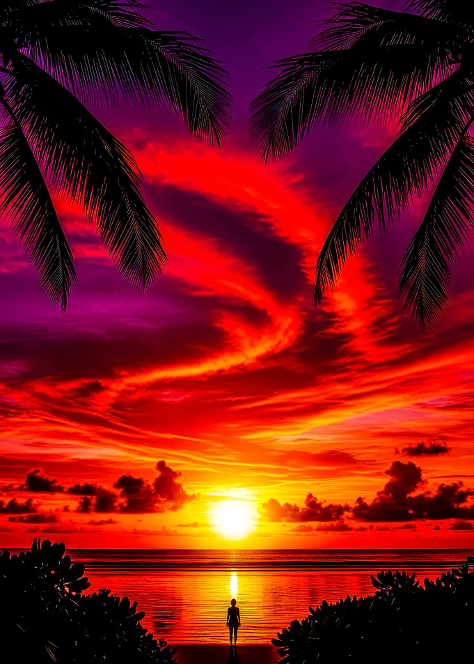 Vibrant Sunset Over Tropical Ocean