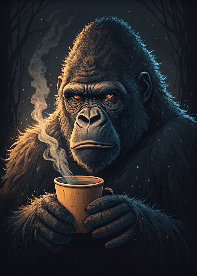 Gorilla with a Hot Drink
