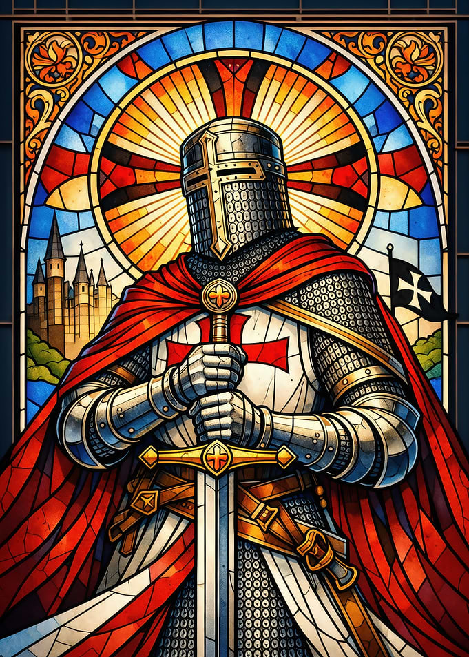Stained Glass Knight Templar