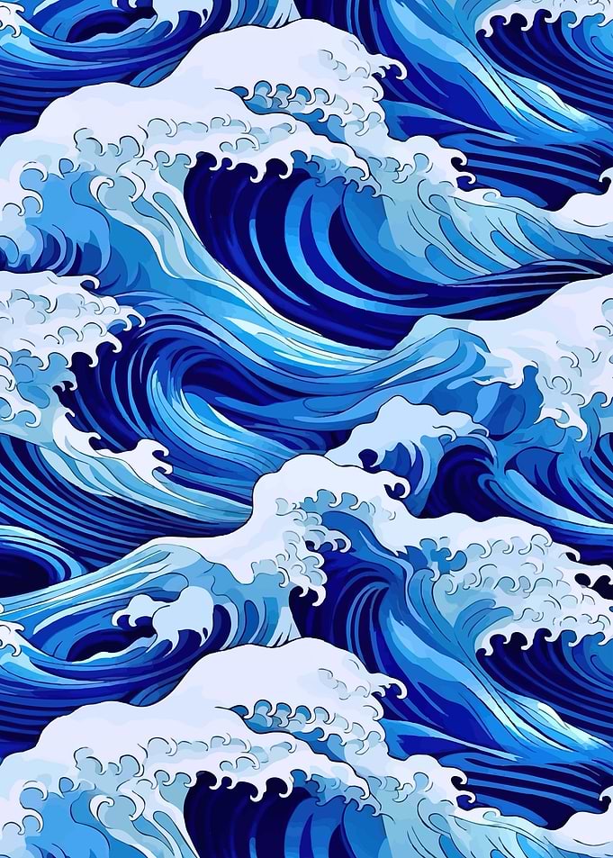 Stylized Blue Ocean Waves