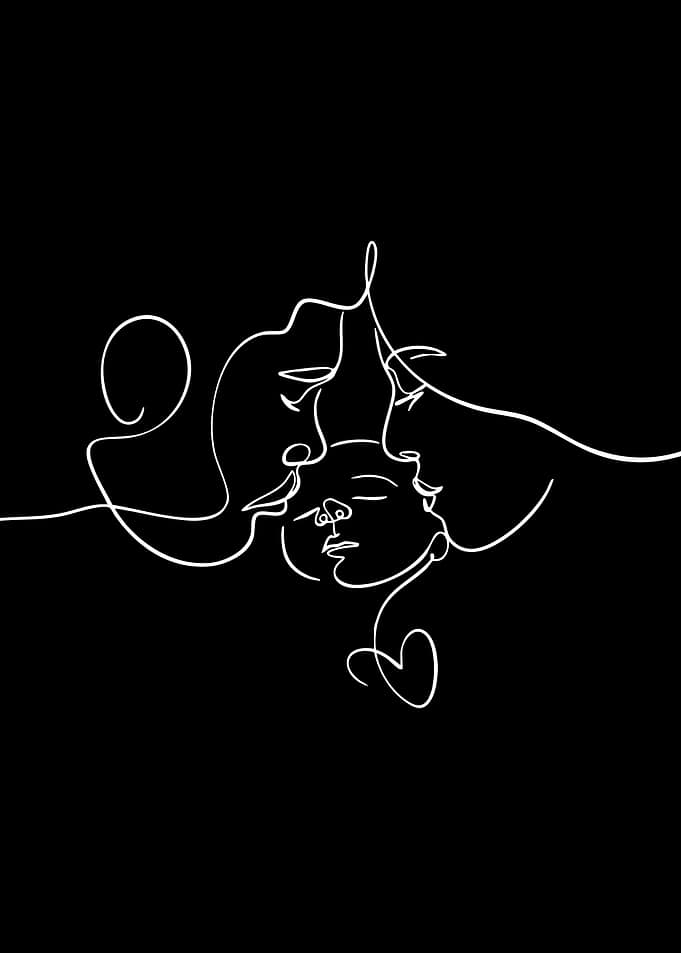 Abstract Family Love Line Art