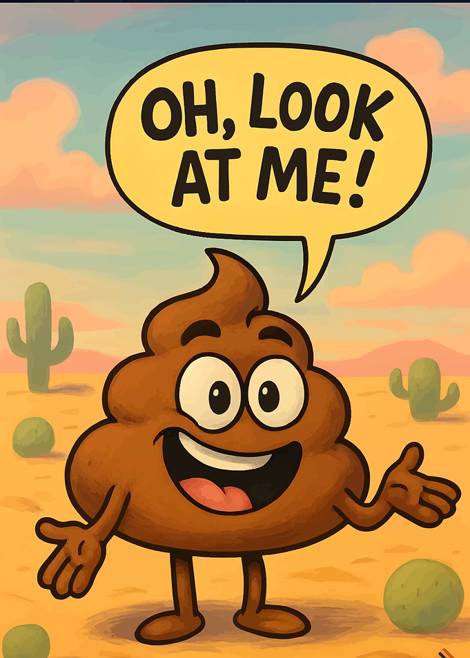 Funny Poop Character in Desert