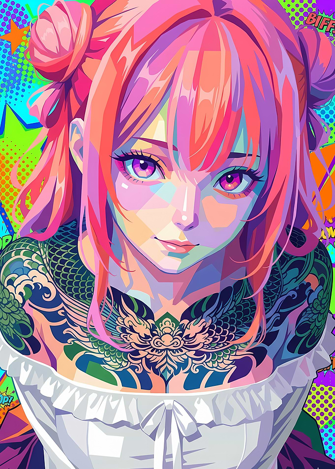 Anime Girl with Dragon Tattoo