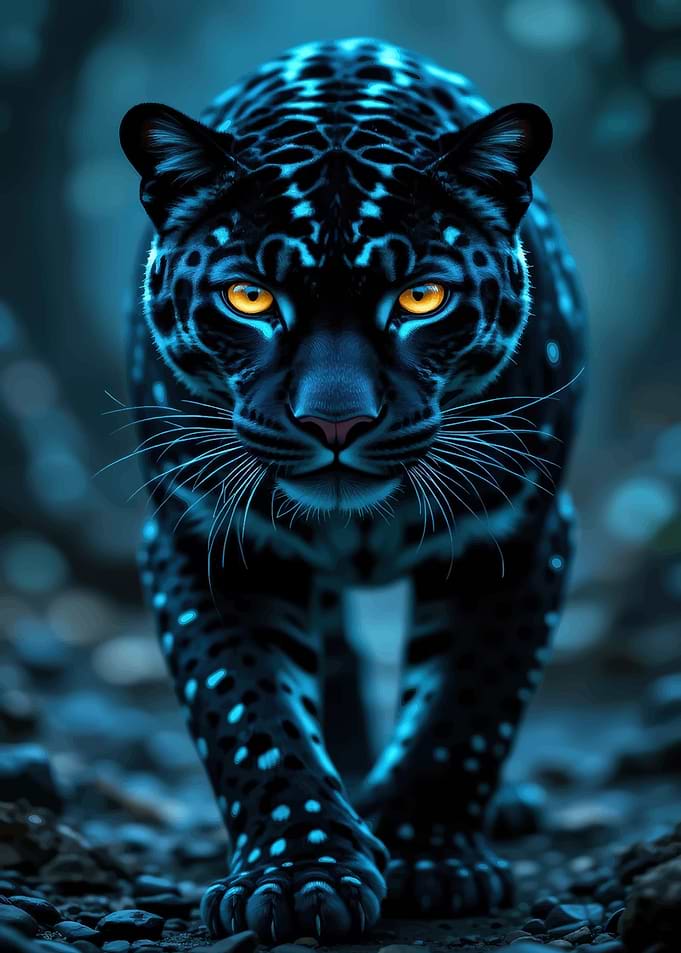 Black Panther with Glowing Eyes