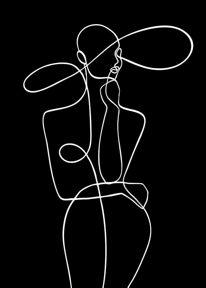 Minimalist Line Art of a Woman in a Hat