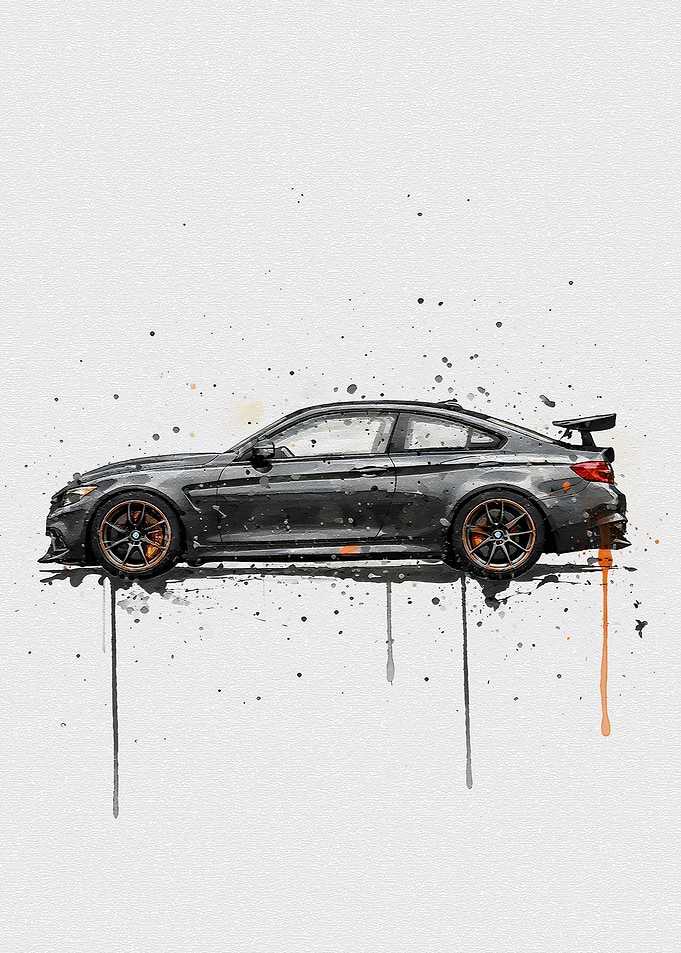 Watercolor BMW M4 GTS Mineral Grey