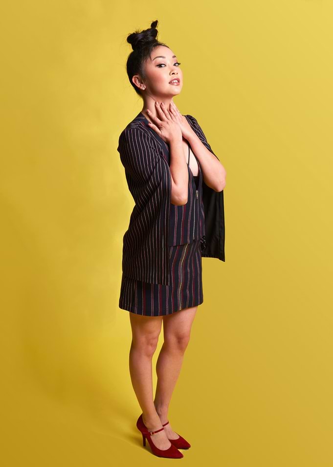 Lana Condor in Striped Outfit