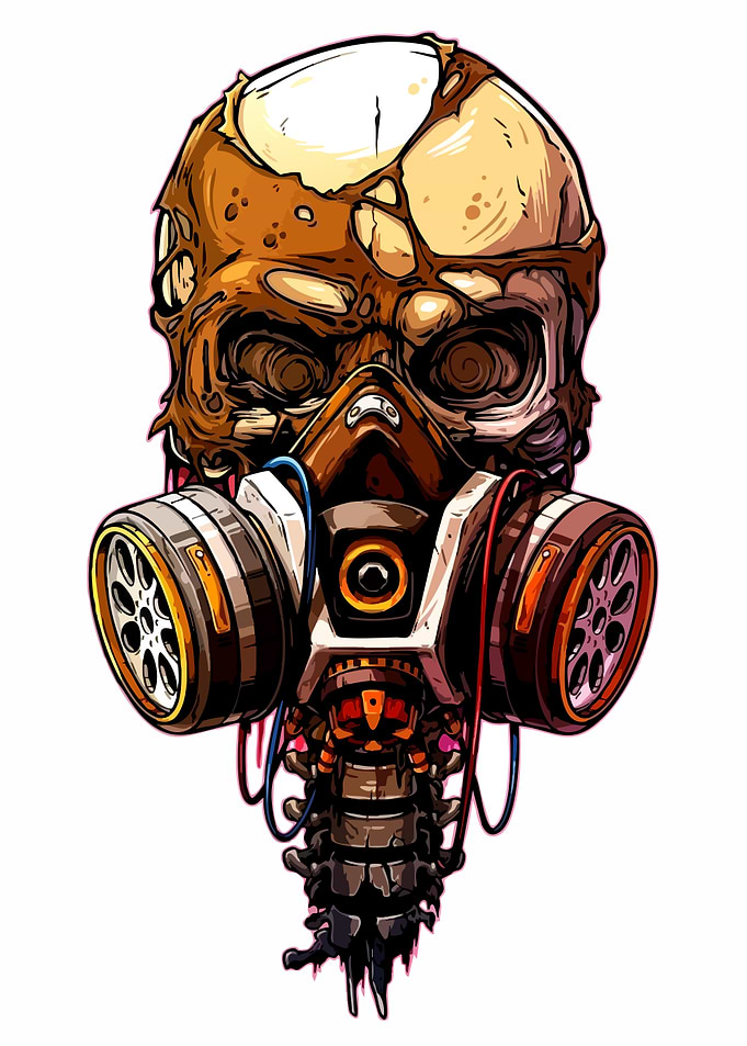Post-apocalyptic Skull with Gas Mask
