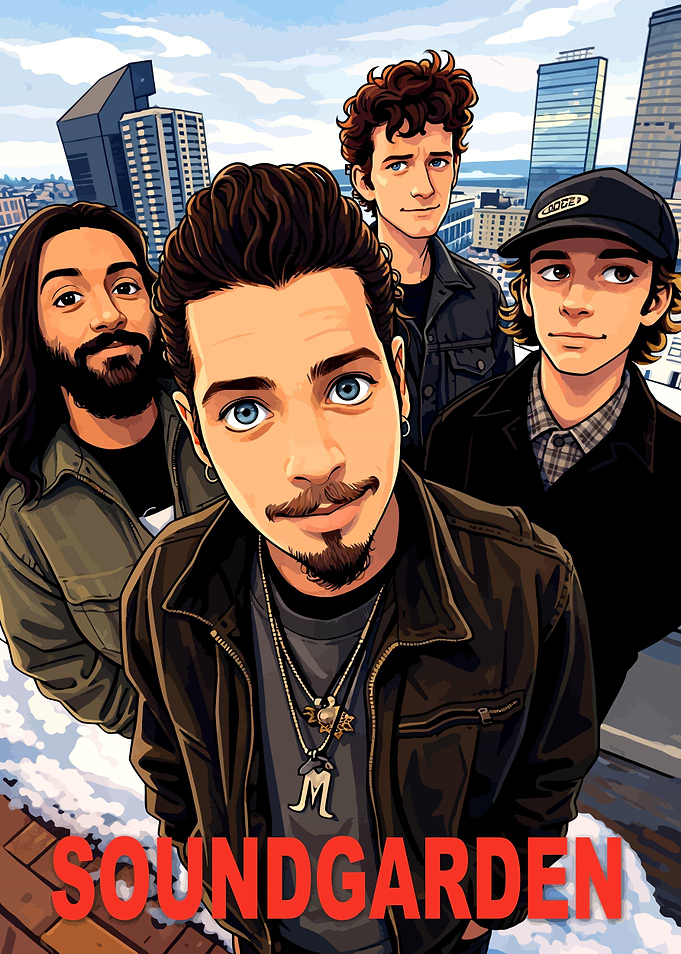 Soundgarden Band Cartoon Style Illustration