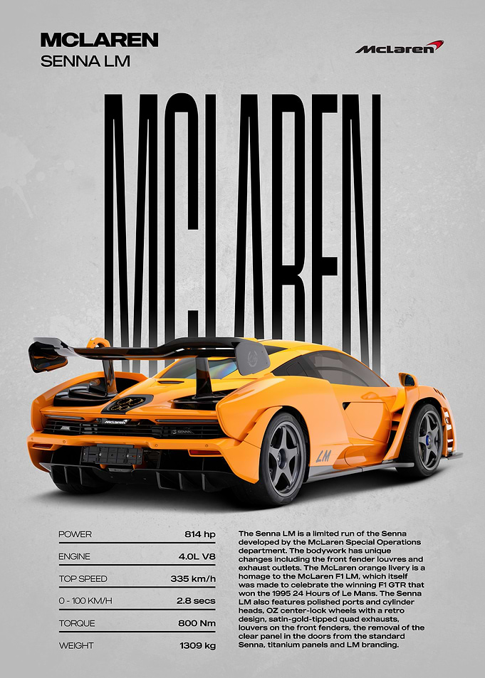 McLaren Senna LM Car Poster