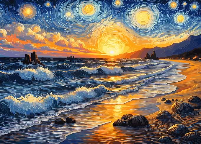 Starry Night Beach Sunset