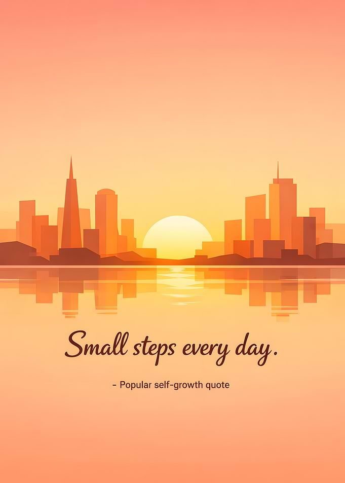 Cityscape at Sunset with Inspirational Quote