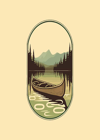 Canoe on a serene lake