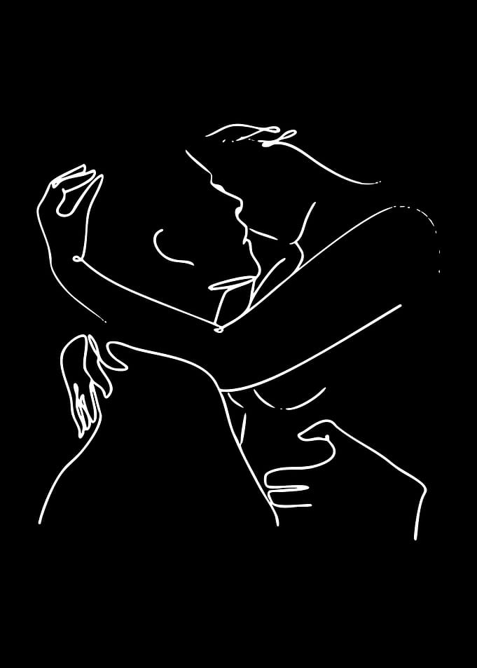 Minimalist Couple Embrace Line Art
