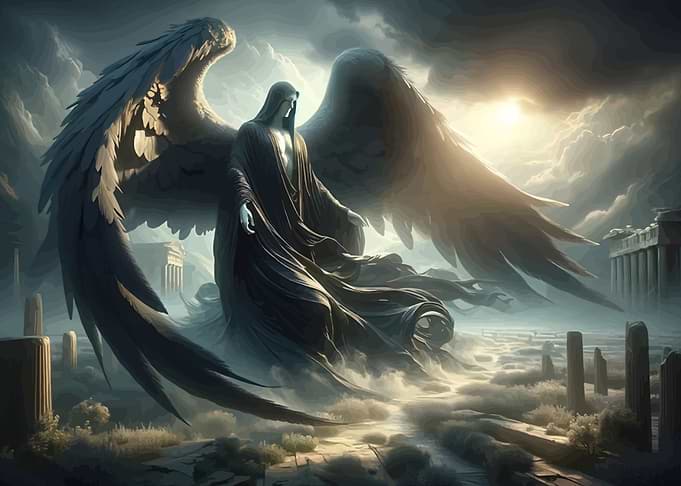 Angel in ancient ruins
