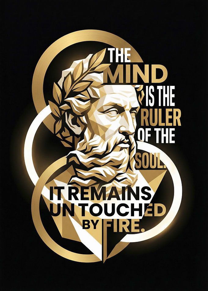 Stoic Quote with Bust of Philosopher