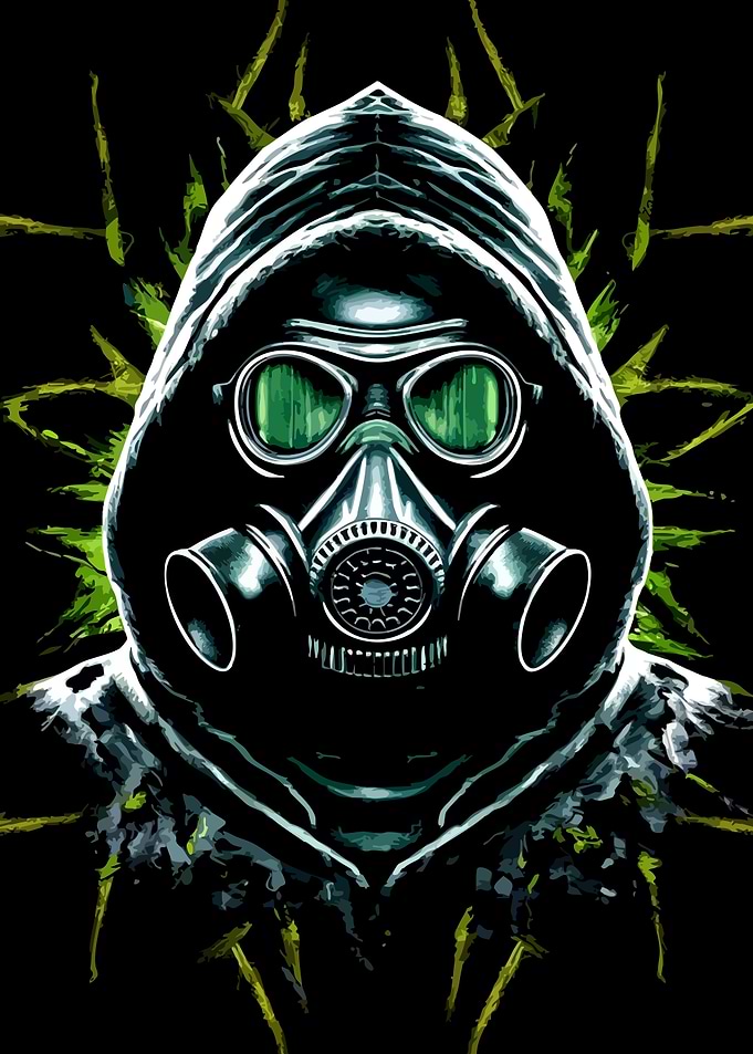 Figure in Gas Mask and Hood
