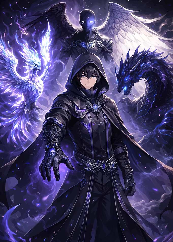 Fantasy Mage with Mythical Creatures