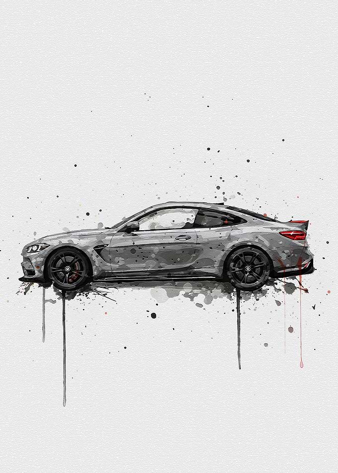 Watercolor BMW M4 Coupe Art