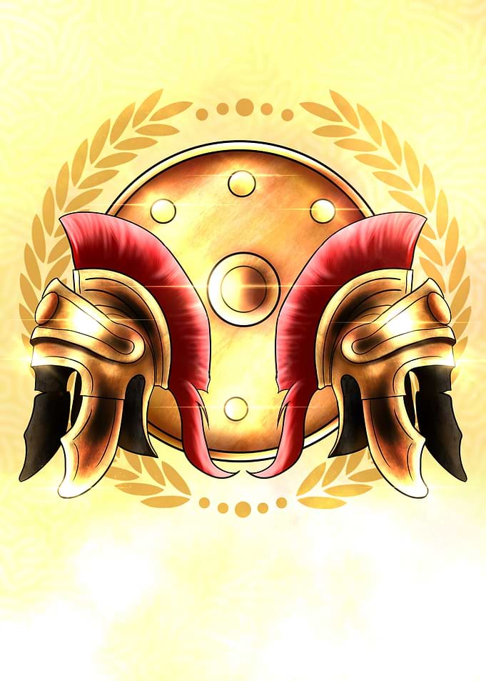 Spartan Helmets and Shield Emblem
