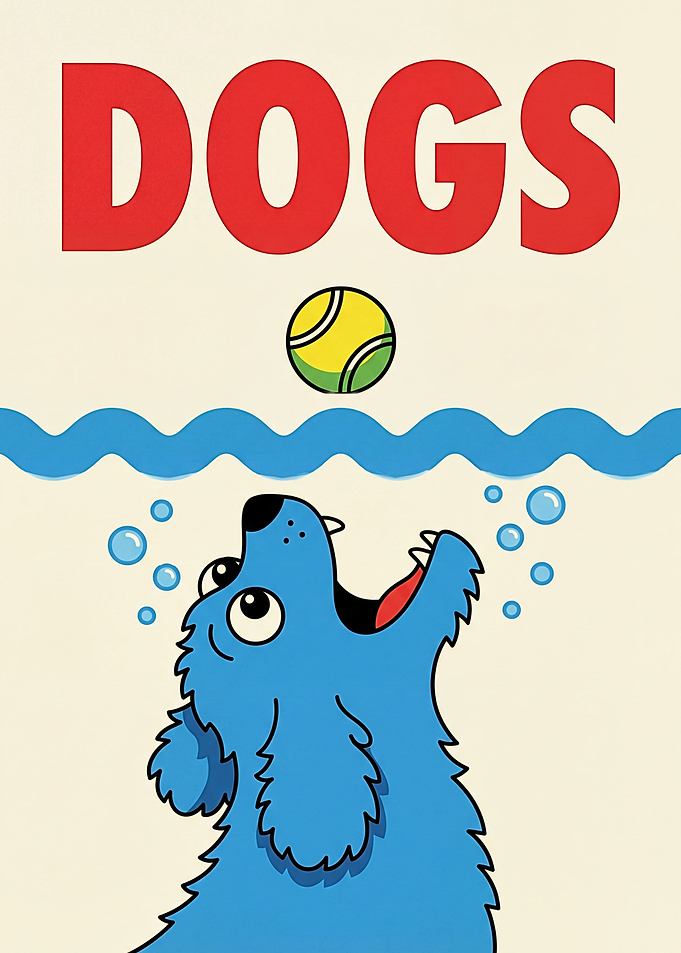 Blue Dog Catching Ball