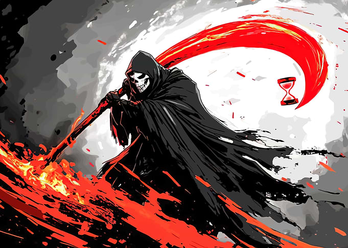 Grim Reaper with Fiery Scythe