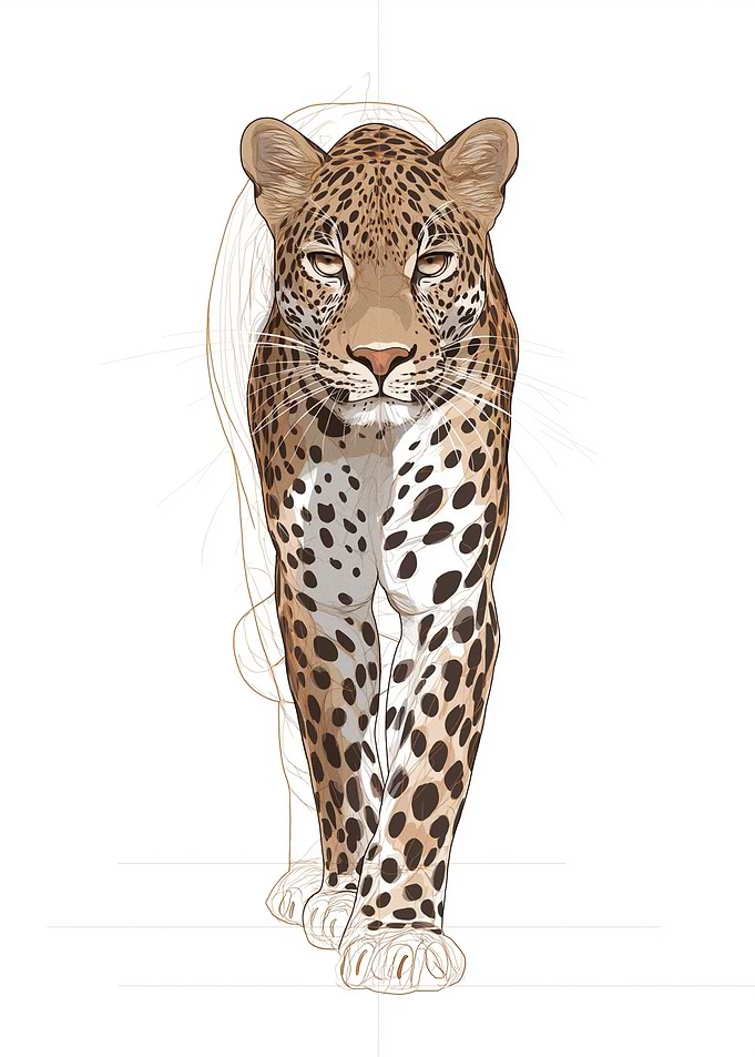 Leopard Walking Forward