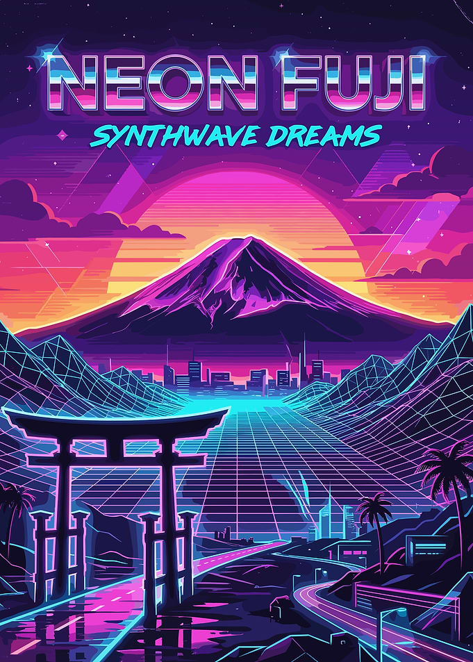 Neon Fuji Synthwave Dreams