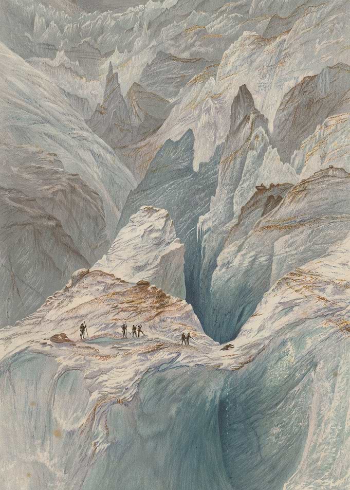Alpine Glacier with Explorers