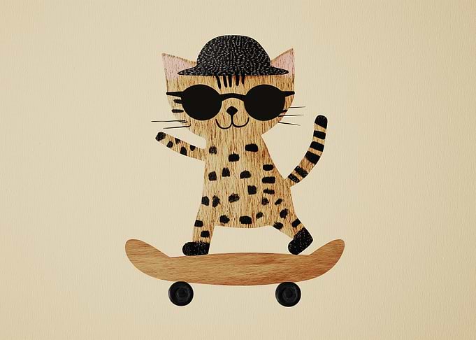 Cool Cat on Skateboard
