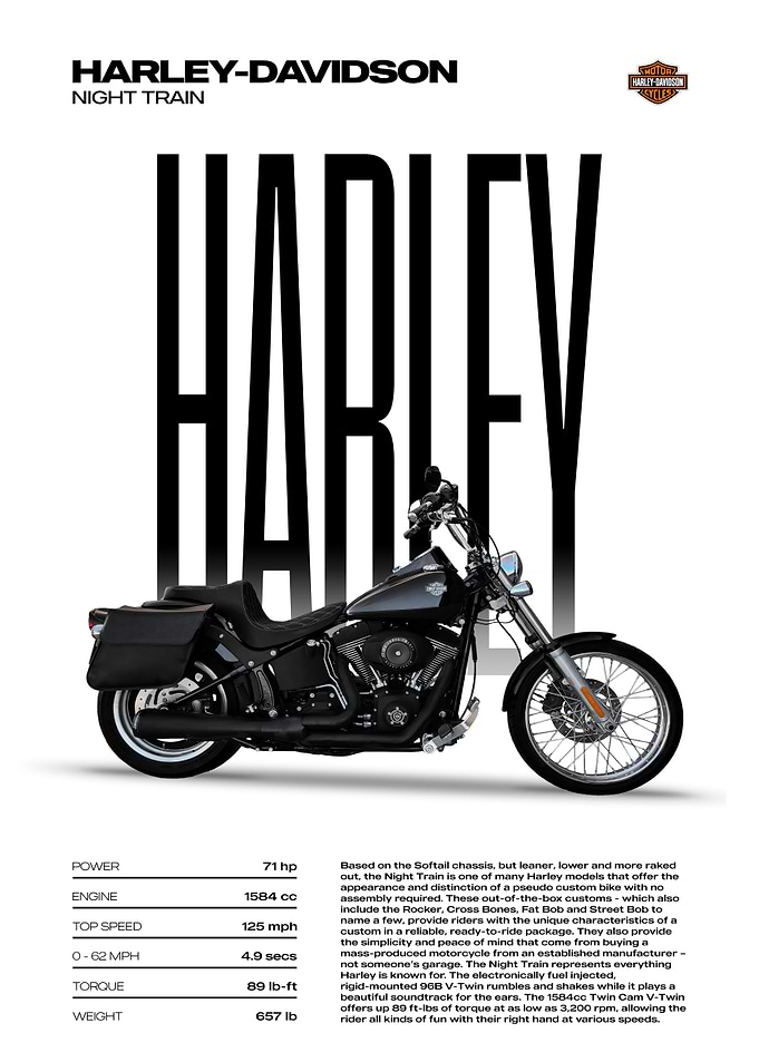 Harley-Davidson Night Train Motorcycle Poster