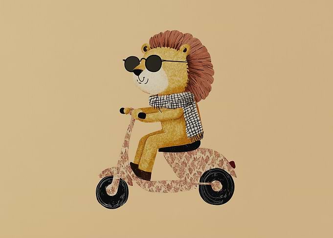 Lion on a Scooter