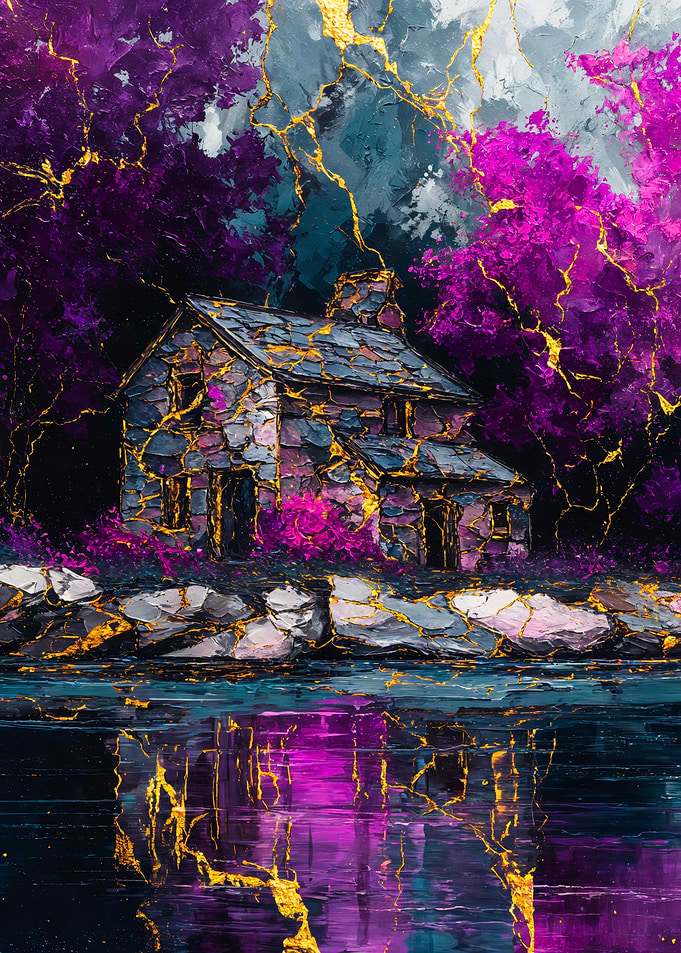 Stone Cottage With Golden Cracks