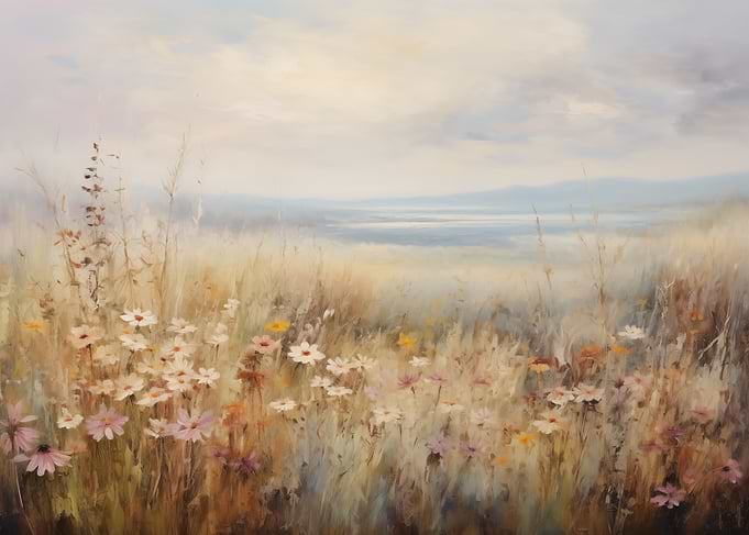 Wildflowers and Distant Hills