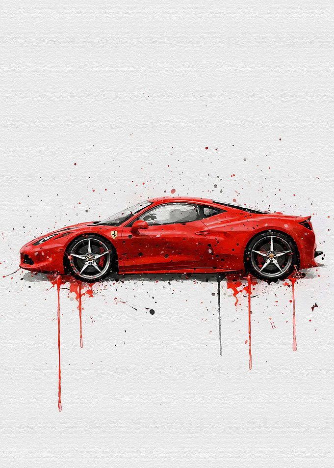 Red Ferrari Splatter Art
