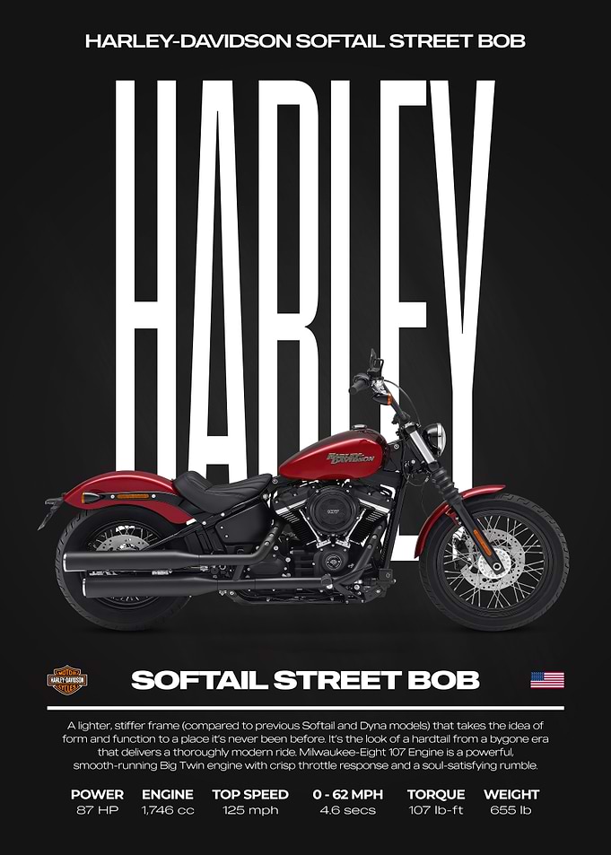 Harley-Davidson Softail Street Bob Motorcycle Poster