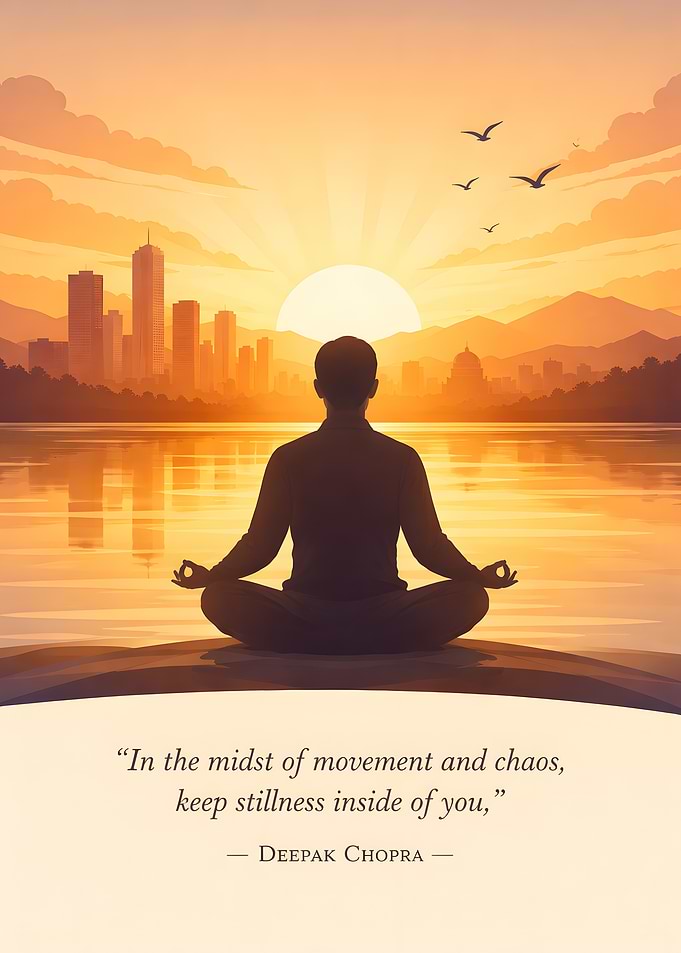 Man Meditating at Sunrise