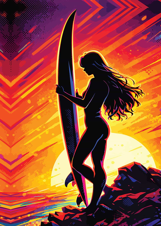 Surfer Silhouette at Sunset