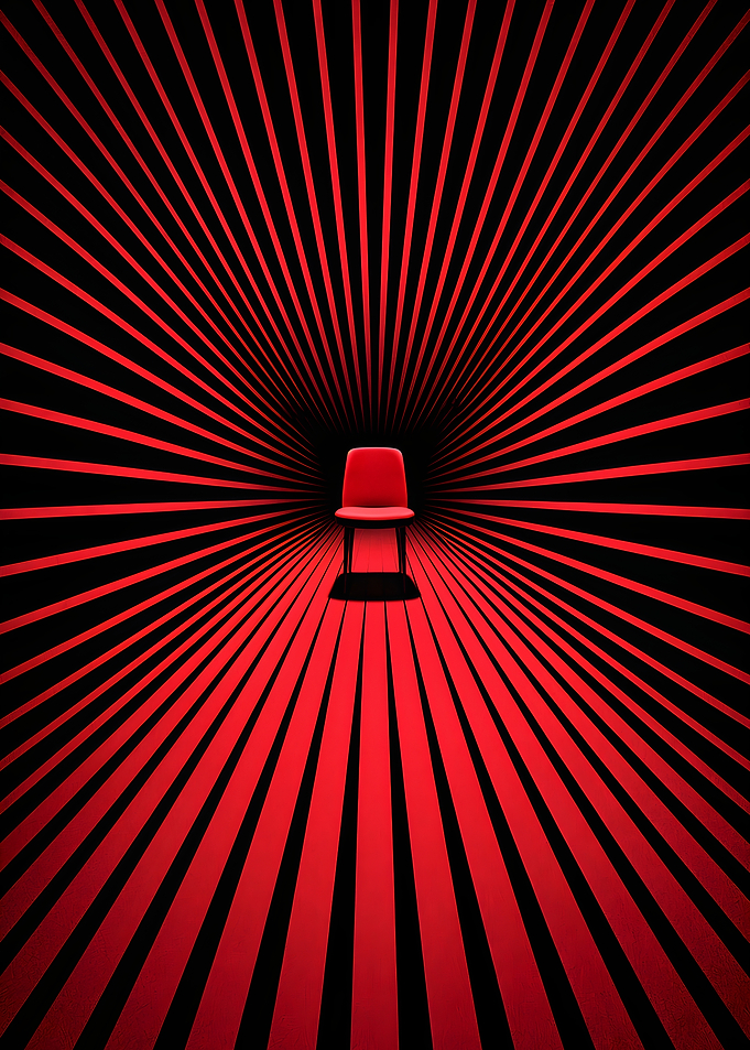 Red Chair in a Tunnel of Light optical illusion art