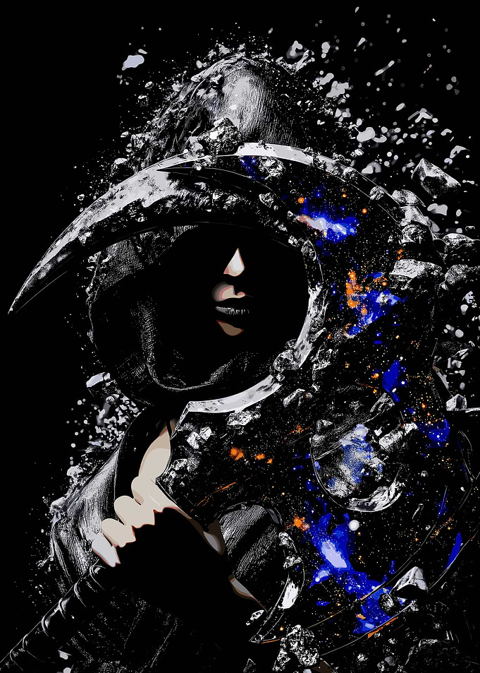 Dark Figure with Cosmic Scythe