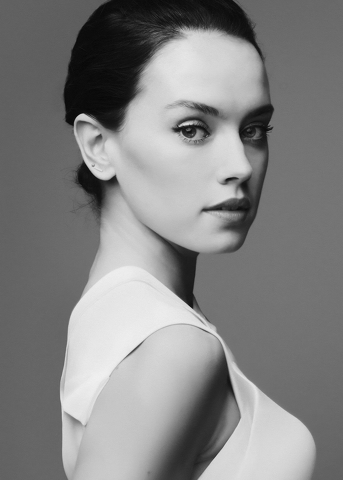 Daisy Ridley Black and White Portrait